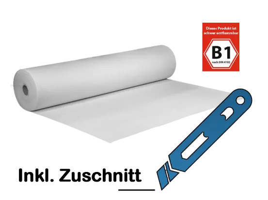 Eventteppich B1 wei&szlig; pro m&sup2; mit Folie 