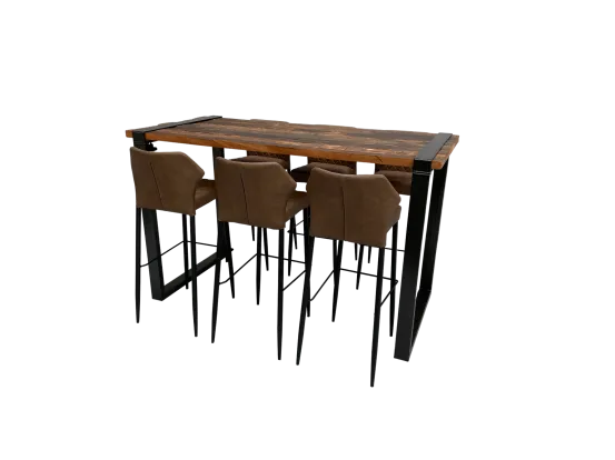 Industrial Hightableset 6P. 1,8 m Cognac