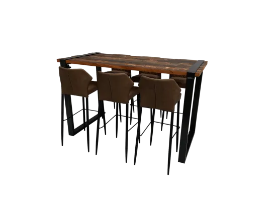 Industrial Hightableset 6P. 1,8 m Cognac