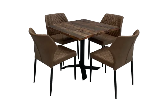Industrial Bistrotischset 4P. cognac