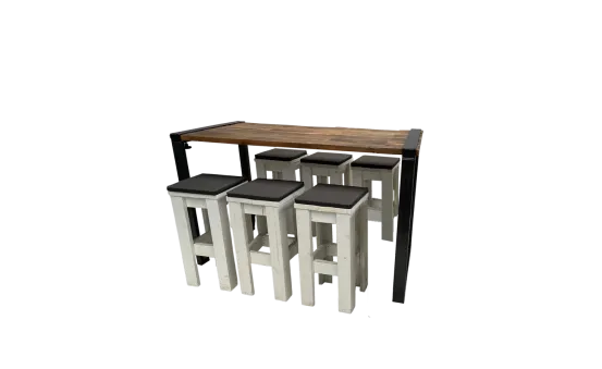 Industrial Hightableset 6P.  1,8 m Wood