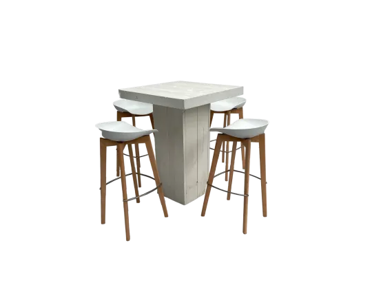 Woodlounge Stehtischset Keeve wei&szlig; flach 4P.