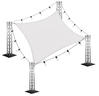Sonnensegel SET 4,0 x 5,0 Meter mit Lichterketten